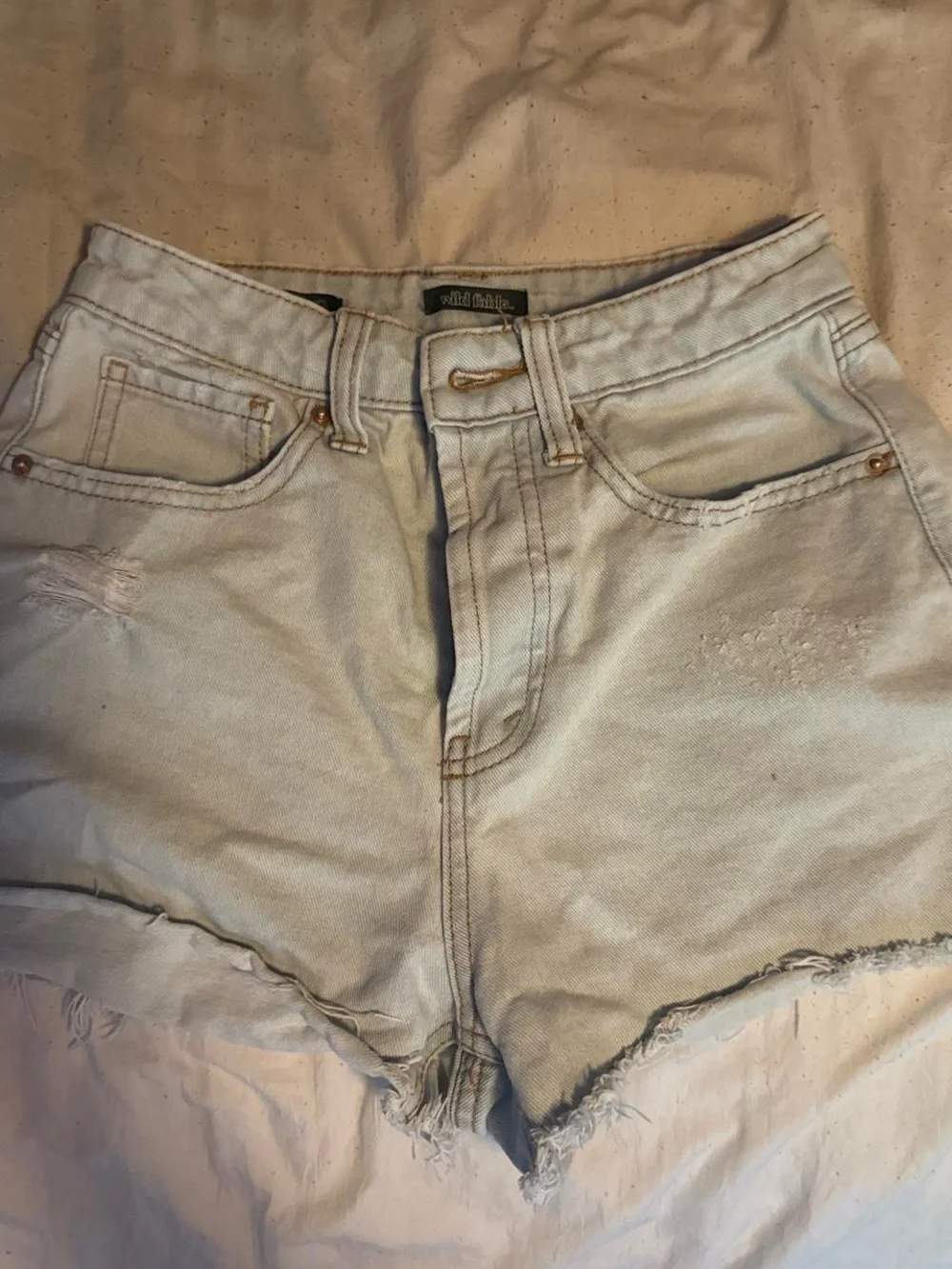 High-Waist Light Blue Denim Jean Shorts